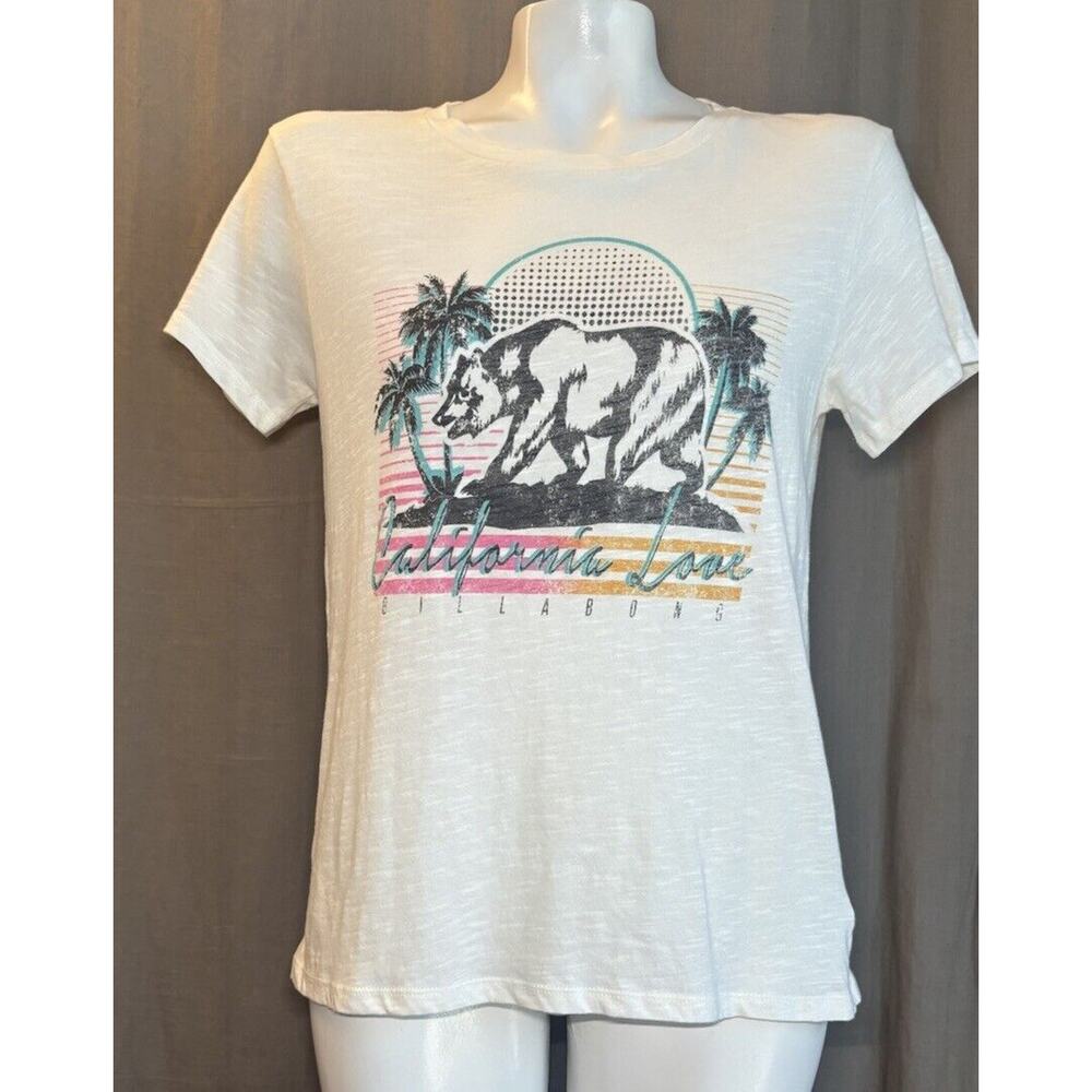 BILLABONG Womens California Love Graphic T-Shirt, White Size Small